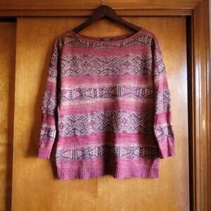 Chaps Women's Striped Sweater - Red and Brown